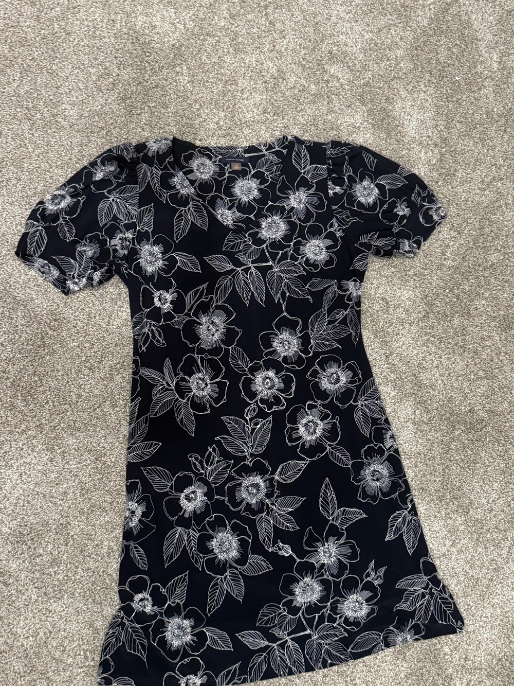 Tommy Hilfiger Navy Floral Short-Sleeve Fit-and-Flare Dress